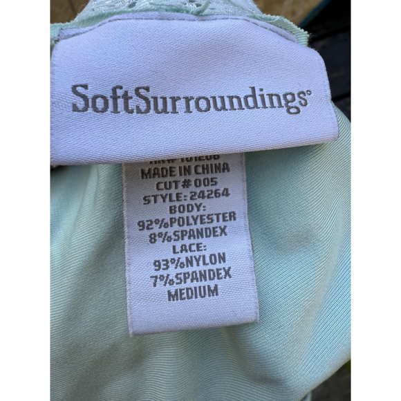 Soft Surroundings Women’s Nightgown Medium Aqua Blue Lace Bodice Maxi Length - Picture 7 of 7